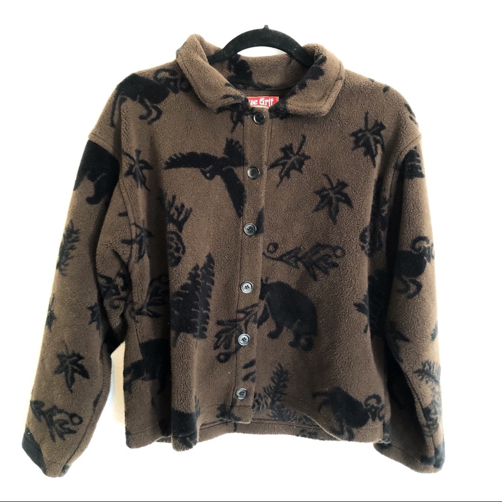 Vintage True Grit cropped Sherpa fleece jacket